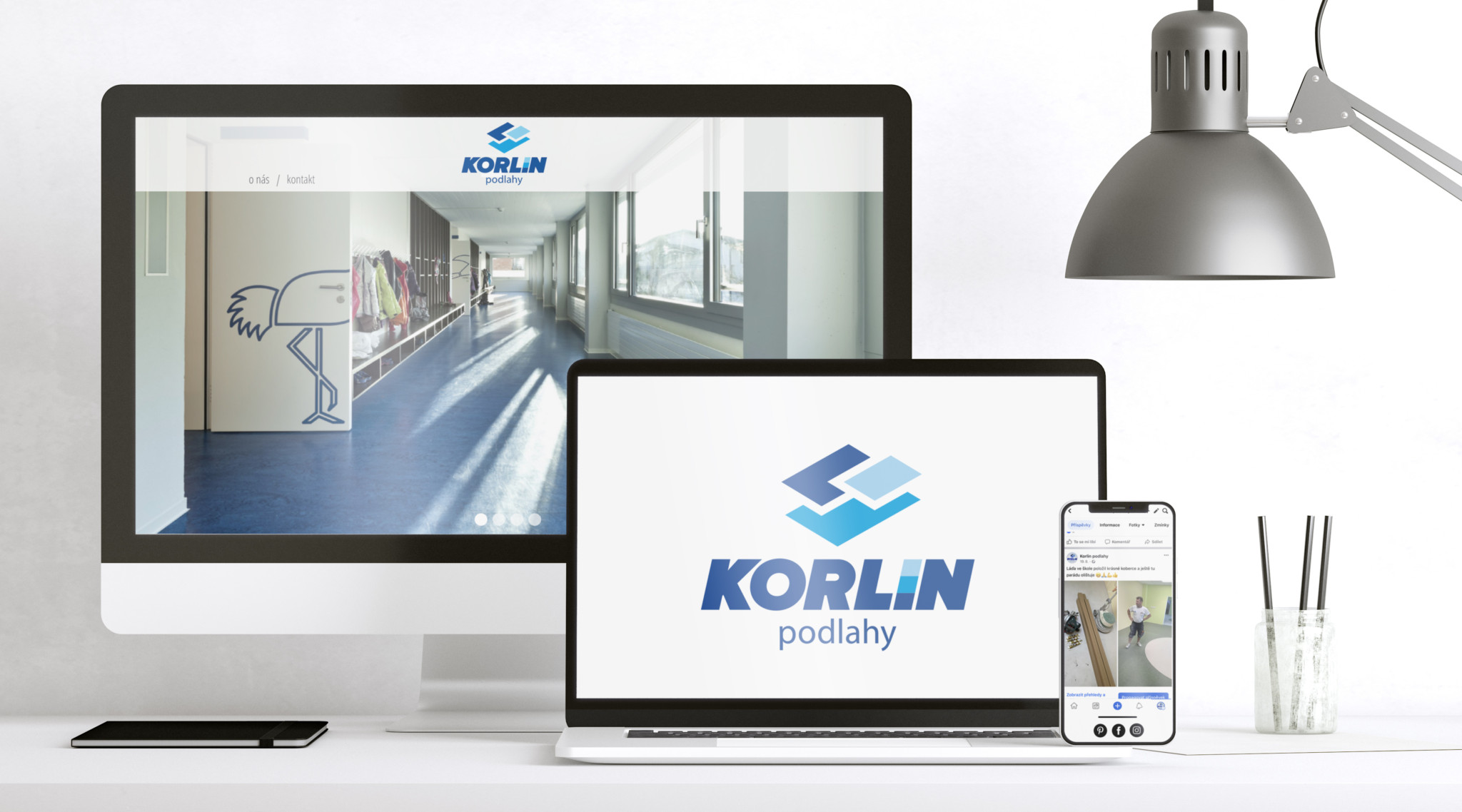 Korlin podlahy _ logo, web a správa fb